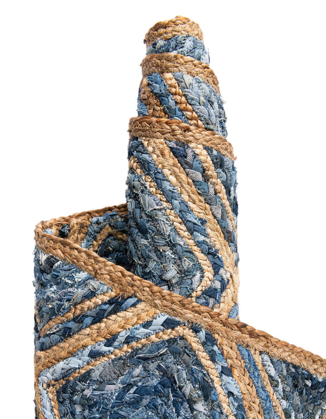 Blue 1' 2 x 6' 1 Braided Jute Table Runner Area Rug Decorative Dining Room Kitchen All Natural Material Table Cover 100% Jute Hand Braided Natural Eco-Friendly Boho Style Carpet for Living Rooms Dining Office Space Dorms for Sale at Rug Engine