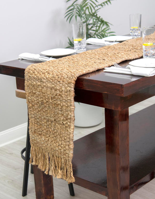 Natural 1' 2 x 10' Chunky Jute Table Runner Area Rug Decorative Dining Room Kitchen All Natural Material Table Cover 100% All Natural Jute Sustainable Eco-Friendly Carpet Mat for Natural Interior Design Homes for Sale at Rug Engine