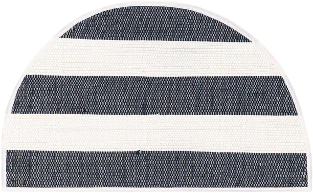 Navy Blue 2' 2 x 3' 7 Chindi Rag Hearth Half-Round Semicircle Area Rug 100% Cotton All Natural Eco-Friendly Carpet Mat Decor for Homes for Sale at Rug Engine