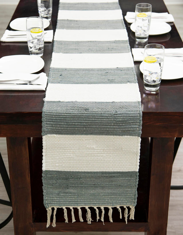 Gray 1' 2 x 10' Chindi Rag Table Runner Area Rug Decorative Dining Room Kitchen All Natural Material Table Cover 100% Cotton All Natural Eco-Friendly Carpet Mat Decor for Homes for Sale at Rug Engine