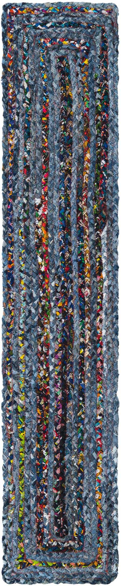 Blue and Multicolor 1' 2 x 6' 1 Braided Chindi Table Runner Area Rug Decorative Dining Room Kitchen All Natural Material Table Cover 100% Cotton Hand Braided Natural Eco-Friendly Boho Style Modern Carpet for Living Rooms Dining Office Dorm for Sale at Rug Engine