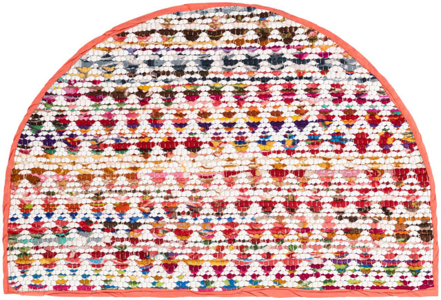Multicolor 2' 2 x 3' 7 Braided Chindi Hearth Half-Round Semicircle Area Rug 100% Cotton Hand Braided Natural Eco-Friendly Boho Style Modern Carpet for Living Rooms Dining Office Dorm for Sale at Rug Engine