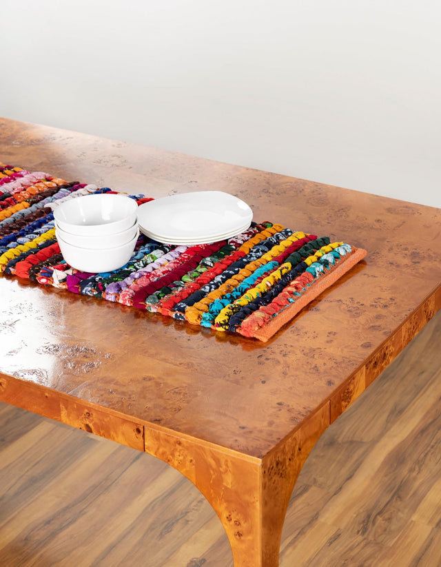 Multicolor 1' 2 x 8' Braided Chindi Table Runner Area Rug Decorative Dining Room Kitchen All Natural Material Table Cover 100% Cotton Hand Braided Natural Eco-Friendly Boho Style Modern Carpet for Living Rooms Dining Office Dorm for Sale at Rug Engine