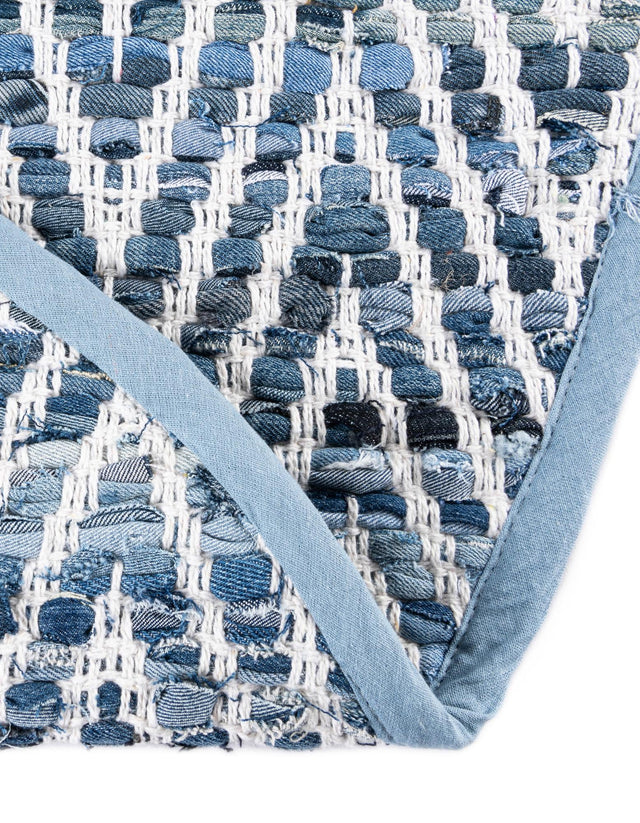 Denim 2' 2 x 3' 7 Chindi Chevron Hearth Half-Round Semicircle Area Rug 100% Denim Cotton All Natural Modern Geometric Carpet Dining Living Rooms Bathroom Dorm Decor for Sale at Rug Engine