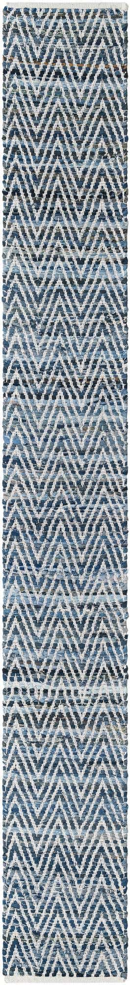Denim 1' 2 x 10' Chindi Chevron Table Runner Area Rug Decorative Dining Room Kitchen All Natural Material Table Cover 100% Denim Cotton All Natural Modern Geometric Carpet Dining Living Rooms Bathroom Dorm Decor for Sale at Rug Engine