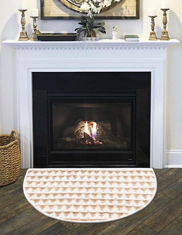 White 2' 2 x 3' 7 Chindi Jute Hearth Half-Round Semicircle Area Rug Interior Design Home Decor Carpet Mat for Sale at Rug Engine