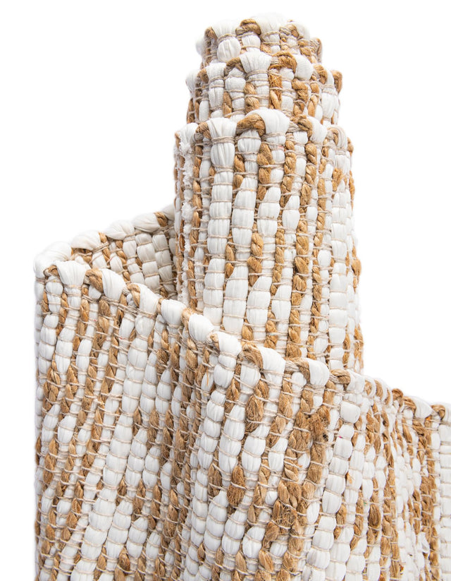 White 2' 2 x 3' 7 Chindi Jute Hearth Half-Round Semicircle Area Rug Interior Design Home Decor Carpet Mat for Sale at Rug Engine