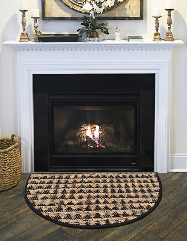 Black 2' 2 x 3' 7 Chindi Jute Hearth Half-Round Semicircle Area Rug Interior Design Home Decor Carpet Mat for Sale at Rug Engine