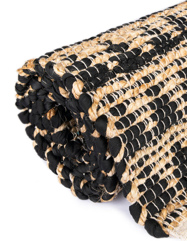 Black 2' 2 x 3' 7 Chindi Jute Hearth Half-Round Semicircle Area Rug Interior Design Home Decor Carpet Mat for Sale at Rug Engine