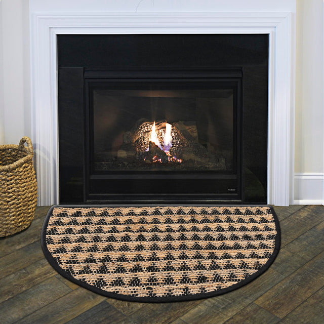 Black 2' 2 x 3' 7 Chindi Jute Hearth Half-Round Semicircle Area Rug Interior Design Home Decor Carpet Mat for Sale at Rug Engine