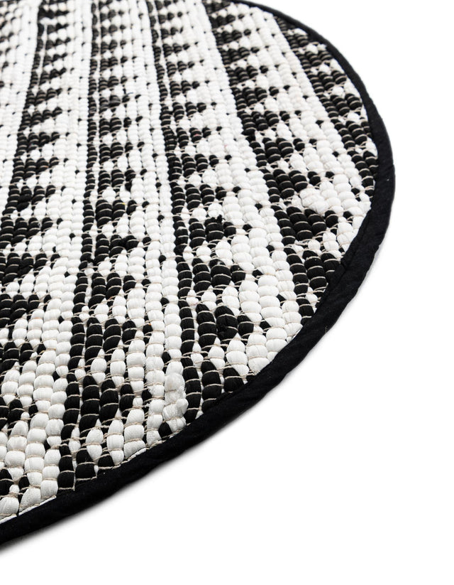 Black and White 2' 2 x 3' 7 Chindi Jute Hearth Half-Round Semicircle Area Rug Interior Design Home Decor Carpet Mat for Sale at Rug Engine