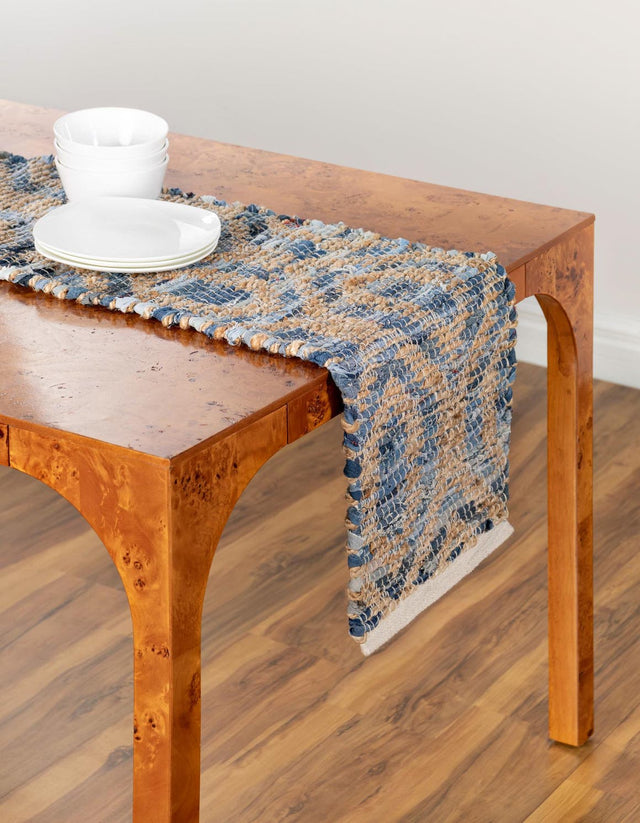 Navy Blue 1' 2 x 8' Chindi Jute Table Runner Area Rug Decorative Dining Room Kitchen All Natural Material Table Cover Interior Design Home Decor Carpet Mat for Sale at Rug Engine