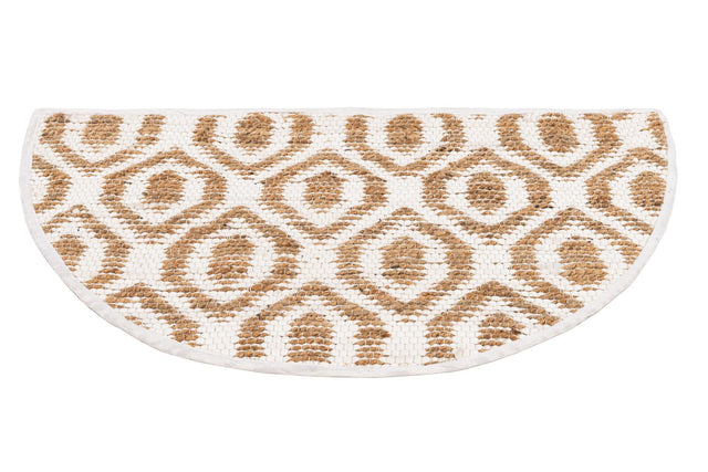 White 2' 2 x 3' 7 Chindi Jute Hearth Half-Round Semicircle Area Rug Interior Design Home Decor Carpet Mat for Sale at Rug Engine