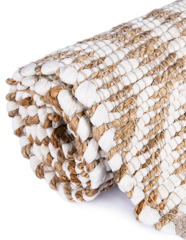 White 2' 2 x 3' 7 Chindi Jute Hearth Half-Round Semicircle Area Rug Interior Design Home Decor Carpet Mat for Sale at Rug Engine