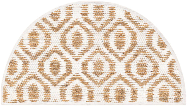 White 2' 2 x 3' 7 Chindi Jute Hearth Half-Round Semicircle Area Rug Interior Design Home Decor Carpet Mat for Sale at Rug Engine