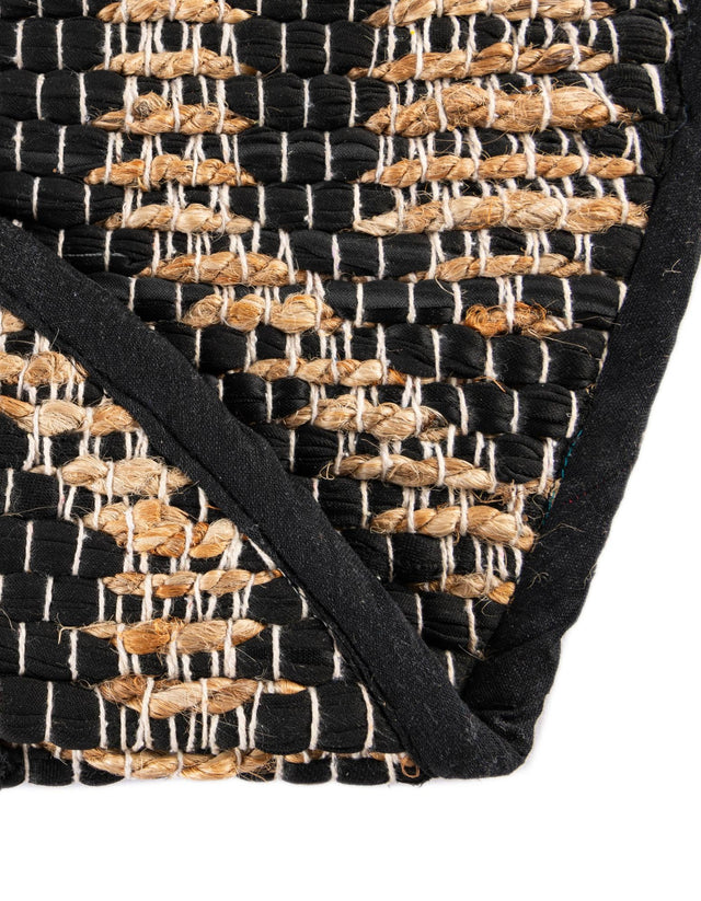 Black Natural 2' 2 x 3' 7 Chindi Jute Hearth Half-Round Semicircle Area Rug Interior Design Home Decor Carpet Mat for Sale at Rug Engine