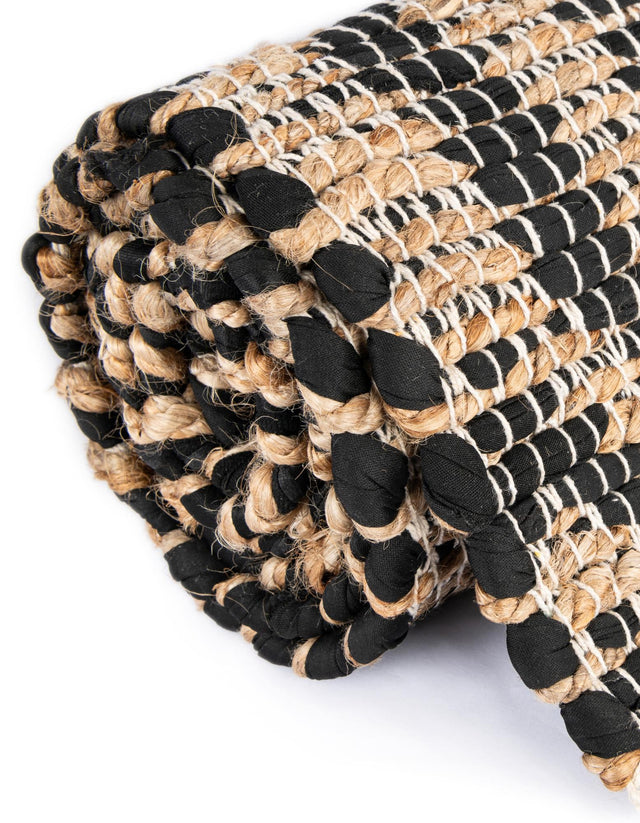 Black Natural 2' 2 x 3' 7 Chindi Jute Hearth Half-Round Semicircle Area Rug Interior Design Home Decor Carpet Mat for Sale at Rug Engine