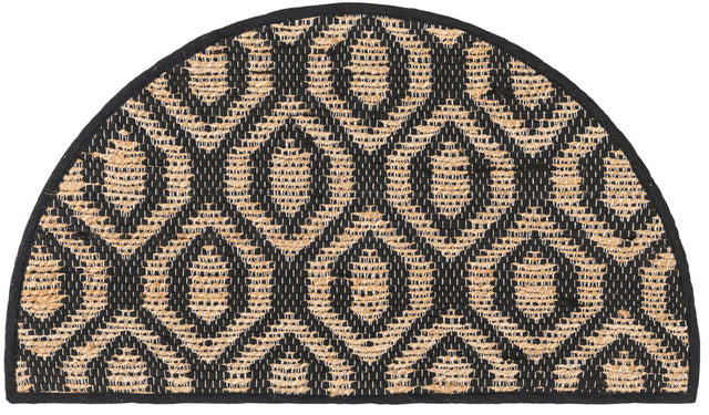 Black Natural 2' 2 x 3' 7 Chindi Jute Hearth Half-Round Semicircle Area Rug Interior Design Home Decor Carpet Mat for Sale at Rug Engine