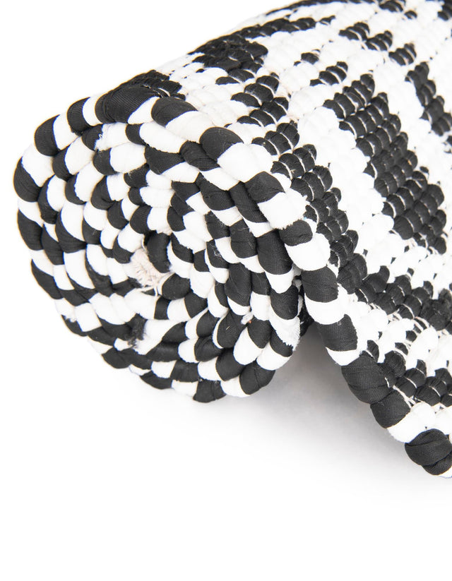 Black and White 2' 2 x 3' 7 Chindi Jute Hearth Half-Round Semicircle Area Rug Interior Design Home Decor Carpet Mat for Sale at Rug Engine