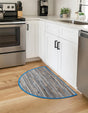 Blue 2' 2 x 4' Chindi Jute Semicircle Hearth Rug