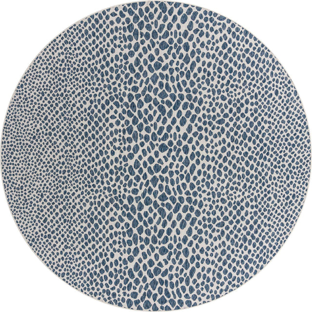 Blue 10' 8 x 10' 8 Jill Zarin Outdoor Round Area Rug Weather Resistant for Patio, Deck, Terrace, Balcony, Porch Durable 100% Polypropylene Carpet for Outside for Sale at Rug Engine