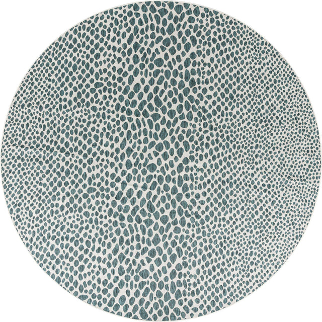 Teal 13' 1 x 13' 1 Jill Zarin Outdoor Round Area Rug Weather Resistant for Patio, Deck, Terrace, Balcony, Porch Durable 100% Polypropylene Carpet for Outside for Sale at Rug Engine