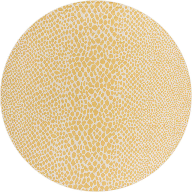 Yellow Ivory 10' 8 x 10' 8 Jill Zarin Outdoor Round Area Rug Weather Resistant for Patio, Deck, Terrace, Balcony, Porch Durable 100% Polypropylene Carpet for Outside for Sale at Rug Engine