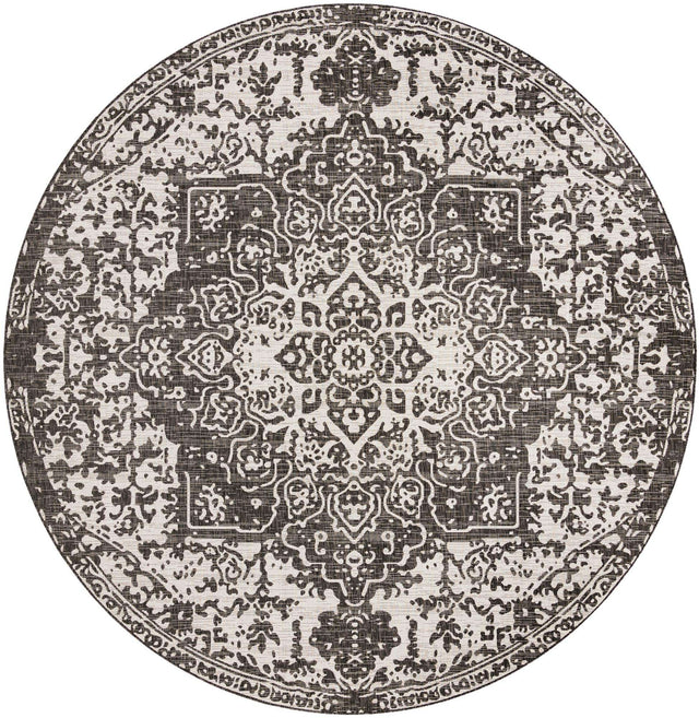 Charcoal Gray 10' 8 x 10' 8 Jill Zarin Outdoor Round Area Rug Weather Resistant for Patio, Deck, Terrace, Balcony, Porch Durable 100% Polypropylene Carpet for Outside for Sale at Rug Engine