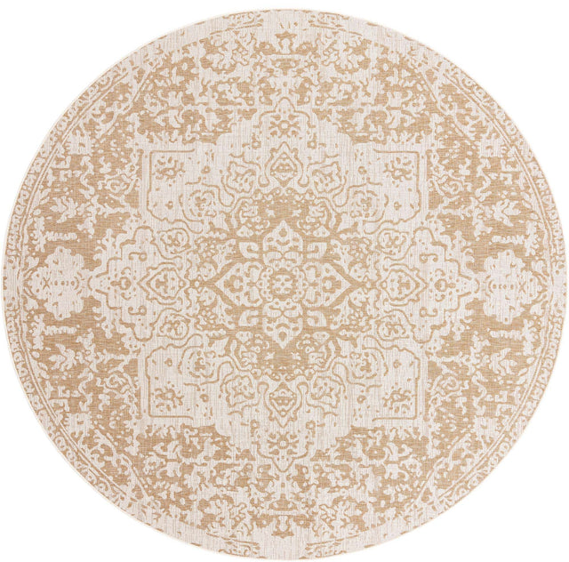 Beige 10' 8 x 10' 8 Jill Zarin Outdoor Round Area Rug Weather Resistant for Patio, Deck, Terrace, Balcony, Porch Durable 100% Polypropylene Carpet for Outside for Sale at Rug Engine