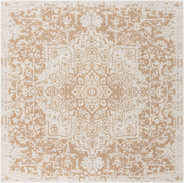 Beige 10' 8 x 10' 8 Jill Zarin Outdoor Square Area Rug Weather Resistant for Patio, Deck, Terrace, Balcony, Porch Durable 100% Polypropylene Carpet for Outside for Sale at Rug Engine
