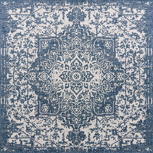 Blue 10' 8 x 10' 8 Jill Zarin Outdoor Square Area Rug Weather Resistant for Patio, Deck, Terrace, Balcony, Porch Durable 100% Polypropylene Carpet for Outside for Sale at Rug Engine
