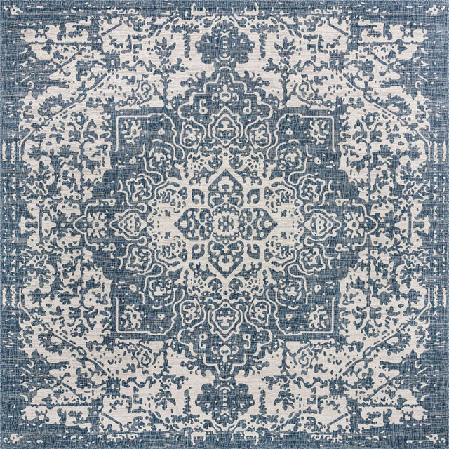 Blue 13' 1 x 13' 1 Jill Zarin Outdoor Square Area Rug Weather Resistant for Patio, Deck, Terrace, Balcony, Porch Durable 100% Polypropylene Carpet for Outside for Sale at Rug Engine
