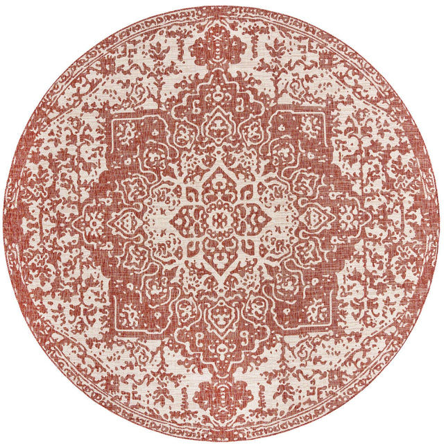 Rust Red 10' 8 x 10' 8 Jill Zarin Outdoor Round Area Rug Weather Resistant for Patio, Deck, Terrace, Balcony, Porch Durable 100% Polypropylene Carpet for Outside for Sale at Rug Engine