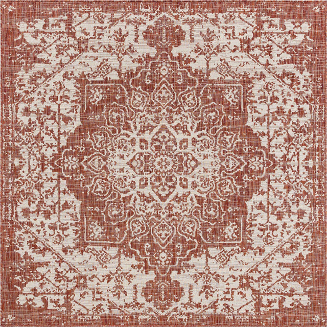 Rust Red 13' 1 x 13' 1 Jill Zarin Outdoor Square Area Rug Weather Resistant for Patio, Deck, Terrace, Balcony, Porch Durable 100% Polypropylene Carpet for Outside for Sale at Rug Engine
