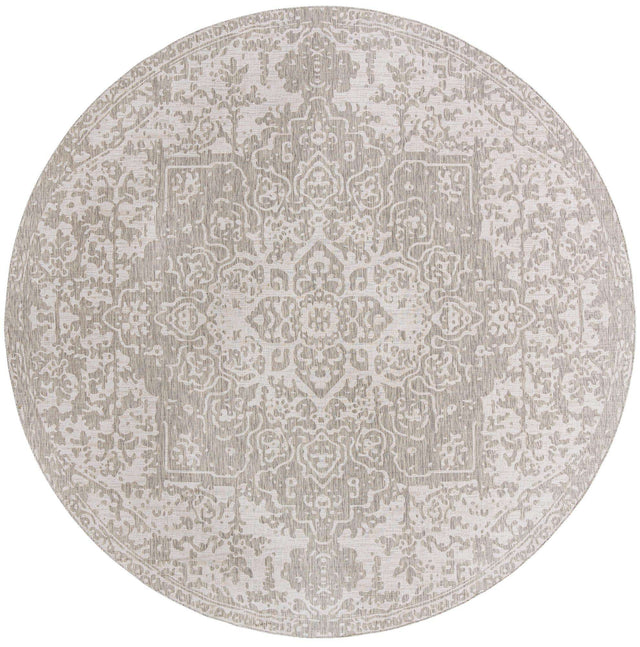 Gray 13' 1 x 13' 1 Jill Zarin Outdoor Round Area Rug Weather Resistant for Patio, Deck, Terrace, Balcony, Porch Durable 100% Polypropylene Carpet for Outside for Sale at Rug Engine