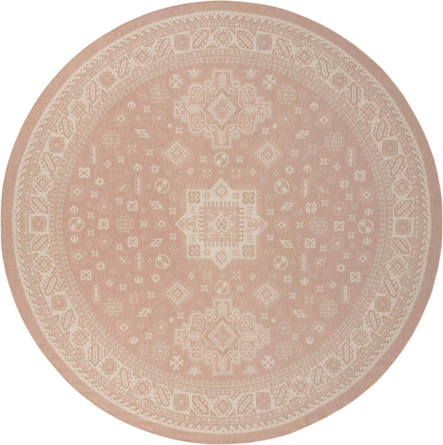 Pink 13' 1 x 13' 1 Outdoor Aztec Round Area Rug Weather Resistant for Patio, Deck, Terrace, Balcony, Porch 100% Polypropylene Traditional Carpet Mat for Sale at Rug Engine