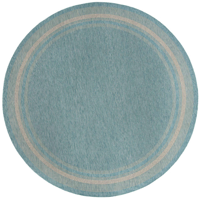 Aquamarine 13' 1 x 13' 1 Outdoor Border Round Area Rug Weather Resistant for Patio, Deck, Terrace, Balcony, Porch 100% Polypropylene Classic Bordered Carpet for Sale at Rug Engine