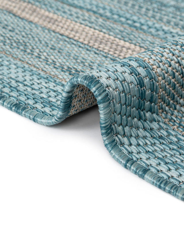 Aquamarine 10' 8 x 10' 8 Outdoor Border Square Area Rug Weather Resistant for Patio, Deck, Terrace, Balcony, Porch 100% Polypropylene Classic Bordered Carpet for Sale at Rug Engine