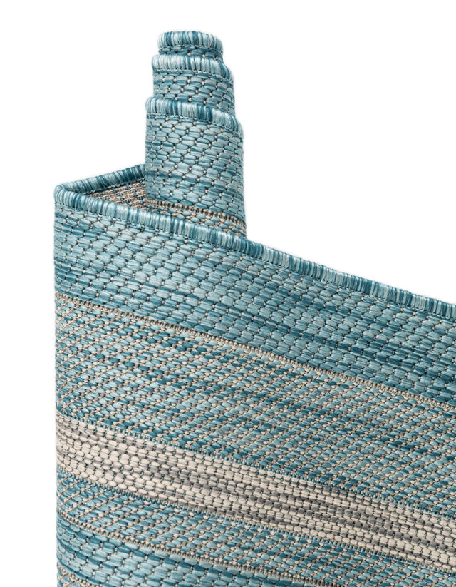 Aquamarine 13' 1 x 13' 1 Outdoor Border Square Area Rug Weather Resistant for Patio, Deck, Terrace, Balcony, Porch 100% Polypropylene Classic Bordered Carpet for Sale at Rug Engine