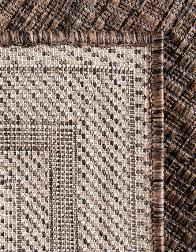 Brown 7' 10 x 7' 10 Outdoor Border Square Area Rug Weather Resistant for Patio, Deck, Terrace, Balcony, Porch 100% Polypropylene Classic Bordered Carpet for Sale at Rug Engine