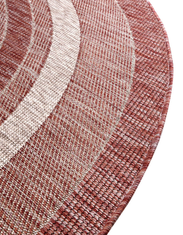 Rust Red 10' x 10' Outdoor Border Round Area Rug Weather Resistant for Patio, Deck, Terrace, Balcony, Porch 100% Polypropylene Classic Bordered Carpet for Sale at Rug Engine