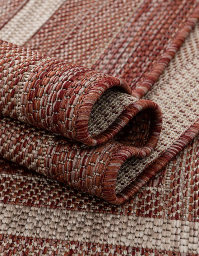 Rust Red 6' 1 x 6' 1 Outdoor Border Round Area Rug Weather Resistant for Patio, Deck, Terrace, Balcony, Porch 100% Polypropylene Classic Bordered Carpet for Sale at Rug Engine