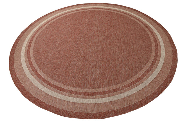 Rust Red 13' 1 x 13' 1 Outdoor Border Round Area Rug Weather Resistant for Patio, Deck, Terrace, Balcony, Porch 100% Polypropylene Classic Bordered Carpet for Sale at Rug Engine