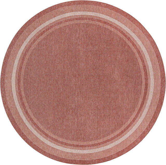 Rust Red 13' 1 x 13' 1 Outdoor Border Round Area Rug Weather Resistant for Patio, Deck, Terrace, Balcony, Porch 100% Polypropylene Classic Bordered Carpet for Sale at Rug Engine