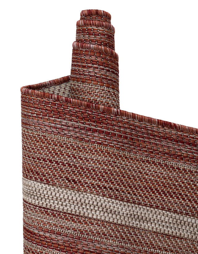 Rust Red 7' 10 x 7' 10 Outdoor Border Square Area Rug Weather Resistant for Patio, Deck, Terrace, Balcony, Porch 100% Polypropylene Classic Bordered Carpet for Sale at Rug Engine