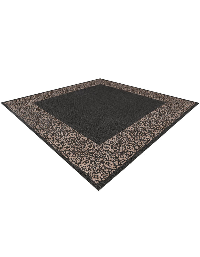 Charcoal Gray 13' 1 x 13' 1 Outdoor Border Square Area Rug Weather Resistant for Patio, Deck, Terrace, Balcony, Porch 100% Polypropylene Classic Bordered Carpet for Sale at Rug Engine