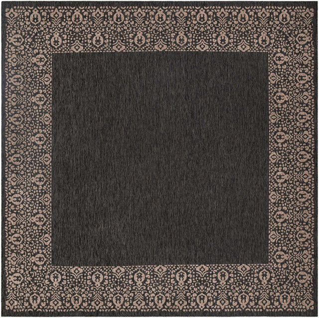 Charcoal Gray 13' 1 x 13' 1 Outdoor Border Square Area Rug Weather Resistant for Patio, Deck, Terrace, Balcony, Porch 100% Polypropylene Classic Bordered Carpet for Sale at Rug Engine