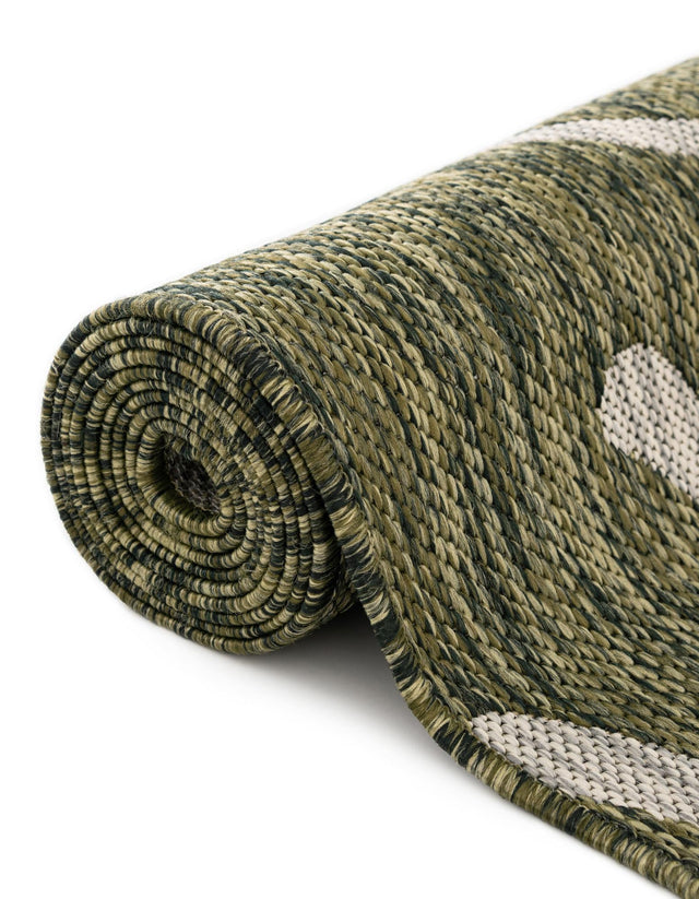 Green 10' 8 x 10' 8 Outdoor Botanical Square Area Rug Weather Resistant for Patio, Deck, Terrace, Balcony, Porch Polypropylene Garden Floral Tropical Carpet for Sale at Rug Engine