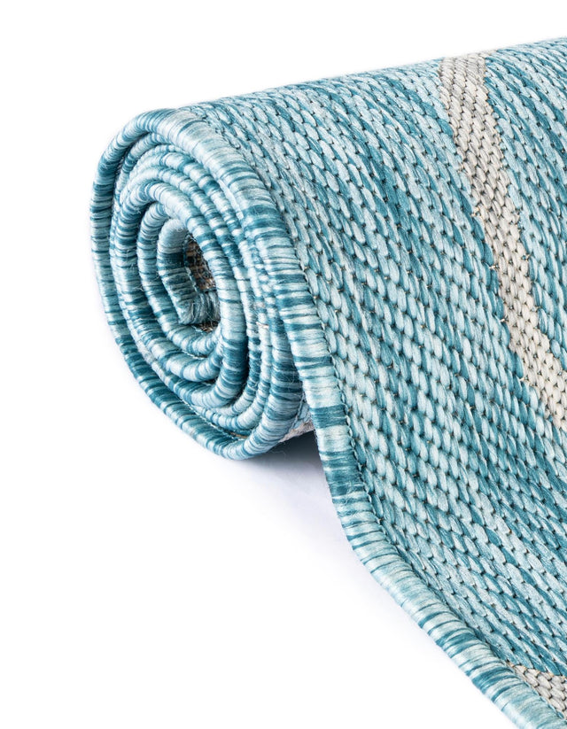 Light Aqua 13' 1 x 13' 1 Outdoor Botanical Square Area Rug Weather Resistant for Patio, Deck, Terrace, Balcony, Porch Polypropylene Garden Floral Tropical Carpet for Sale at Rug Engine