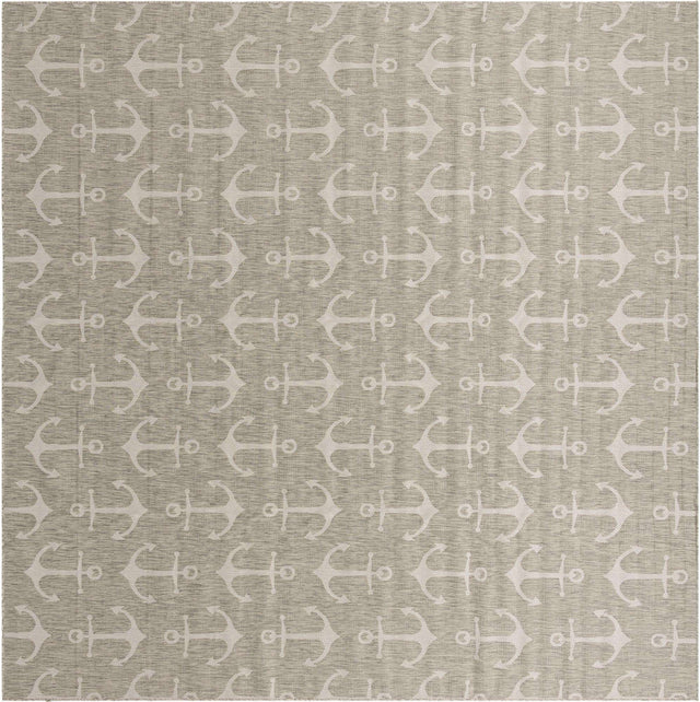 Gray 13' 1 x 13' 1 Outdoor Coastal Square Area Rug Weather Resistant for Patio, Deck, Terrace, Balcony, Porch 100% Polypropylene Coastal Decor Carpet for Sale at Rug Engine